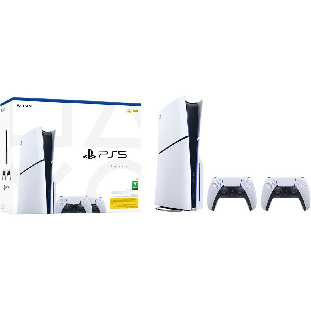 PlayStation 5 Slim Blu-ray Disc Edition Console + Double Pack Dualsense Wireless Controller (KSA version), 2 Year Manufacturer Warranty