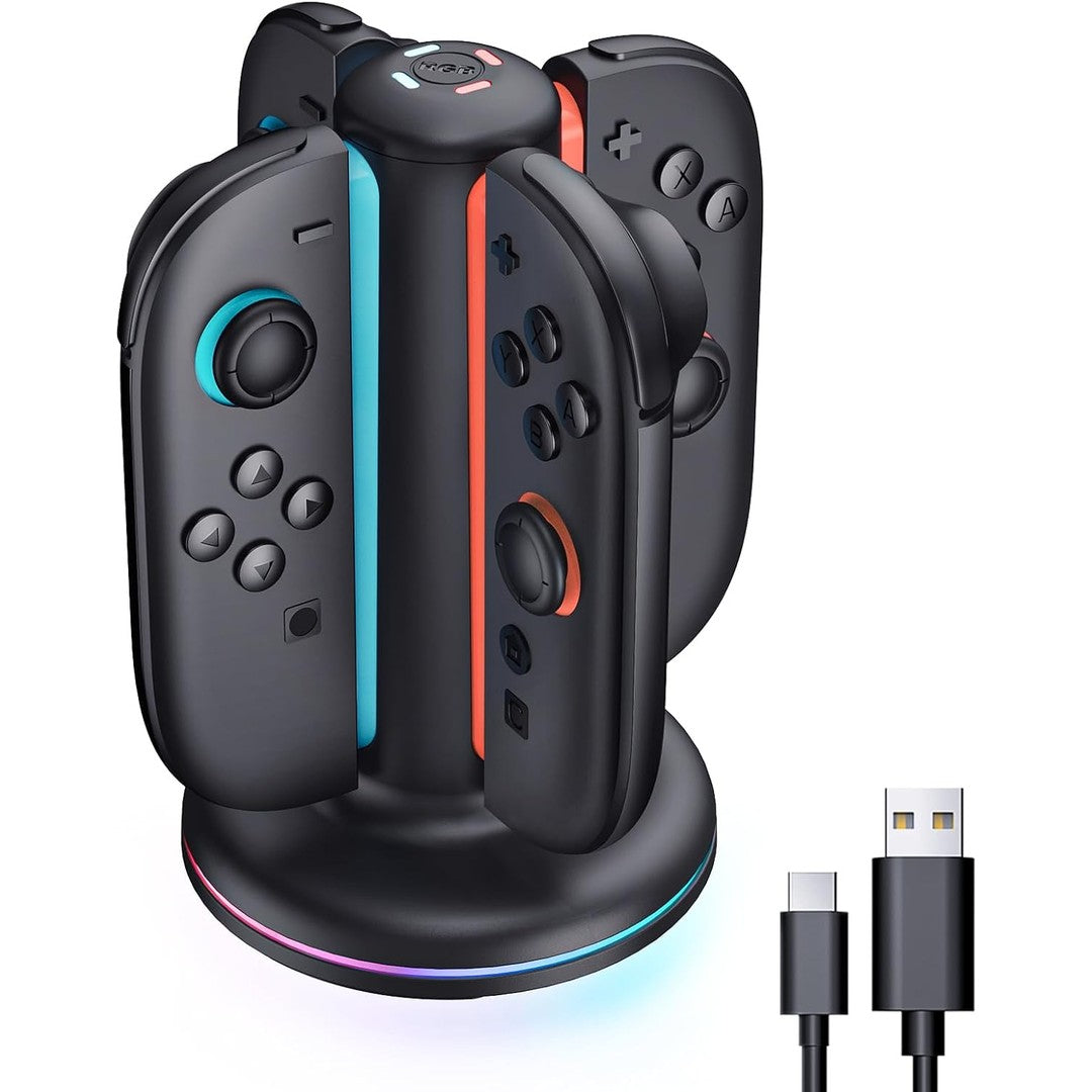 Mumba Charging Dock for Nintendo Switch 2 Joy-Con Controllers – 4 in 1 Fast Charger Station, Magnetic & Weighted Base, Bi-Directional Design, LED Indicators & Overcharge Protection