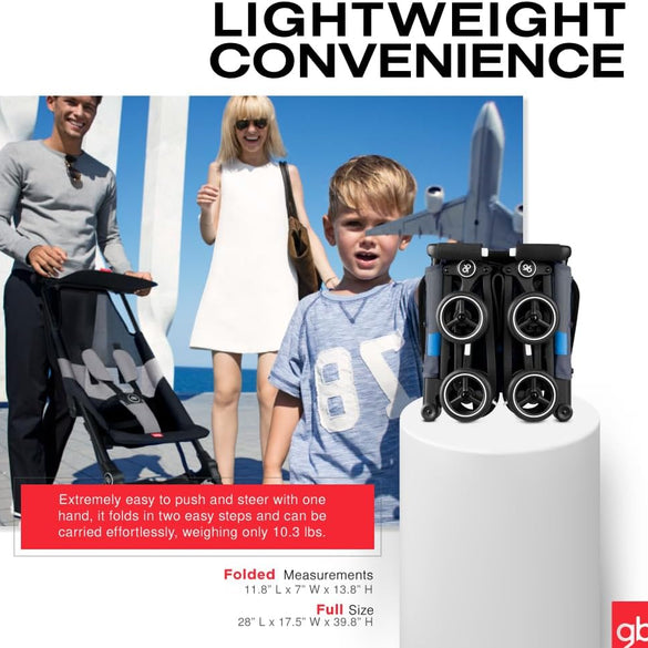 gb Pockit+ All City, Ultra Compact Lightweight Travel Stroller with Front Wheel Suspension