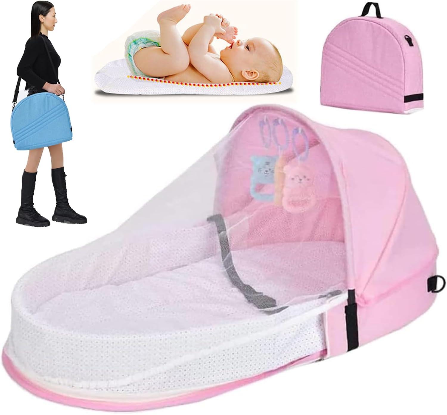 Baby Travel Cot with Mosquito Net and Awning