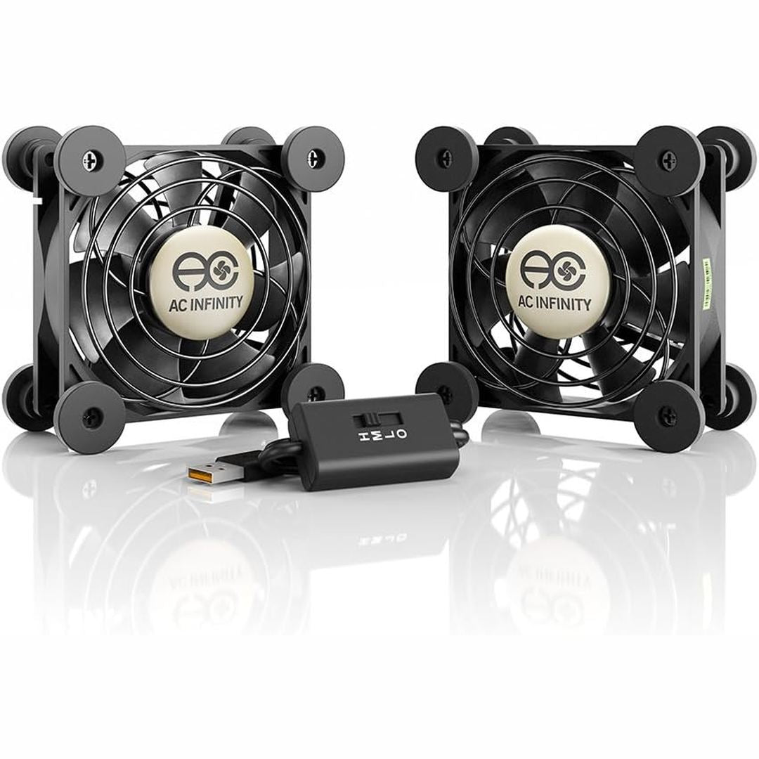 AC Infinity MULTIFAN S5, Quiet Dual 80mm USB Fan, UL-Certified for Receiver DVR Playstation Xbox Computer Cabinet Cooling