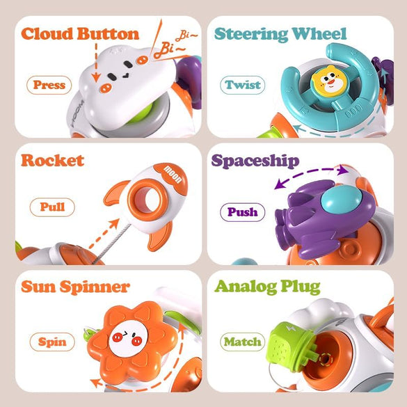 Montessori Sensory Toys for Toddlers 1-3 - Travel Activities Busy Board Cube - Baby Gifts for 6 9 12 18 Months 1 2 One Year Old Infant Boys Girls