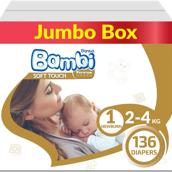 Sanita Bambi , Size 1, Newborn, 2-4 kg, 304 Diapers