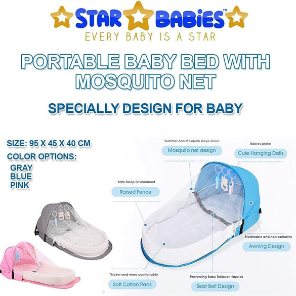 Baby Travel Cot with Mosquito Net and Awning