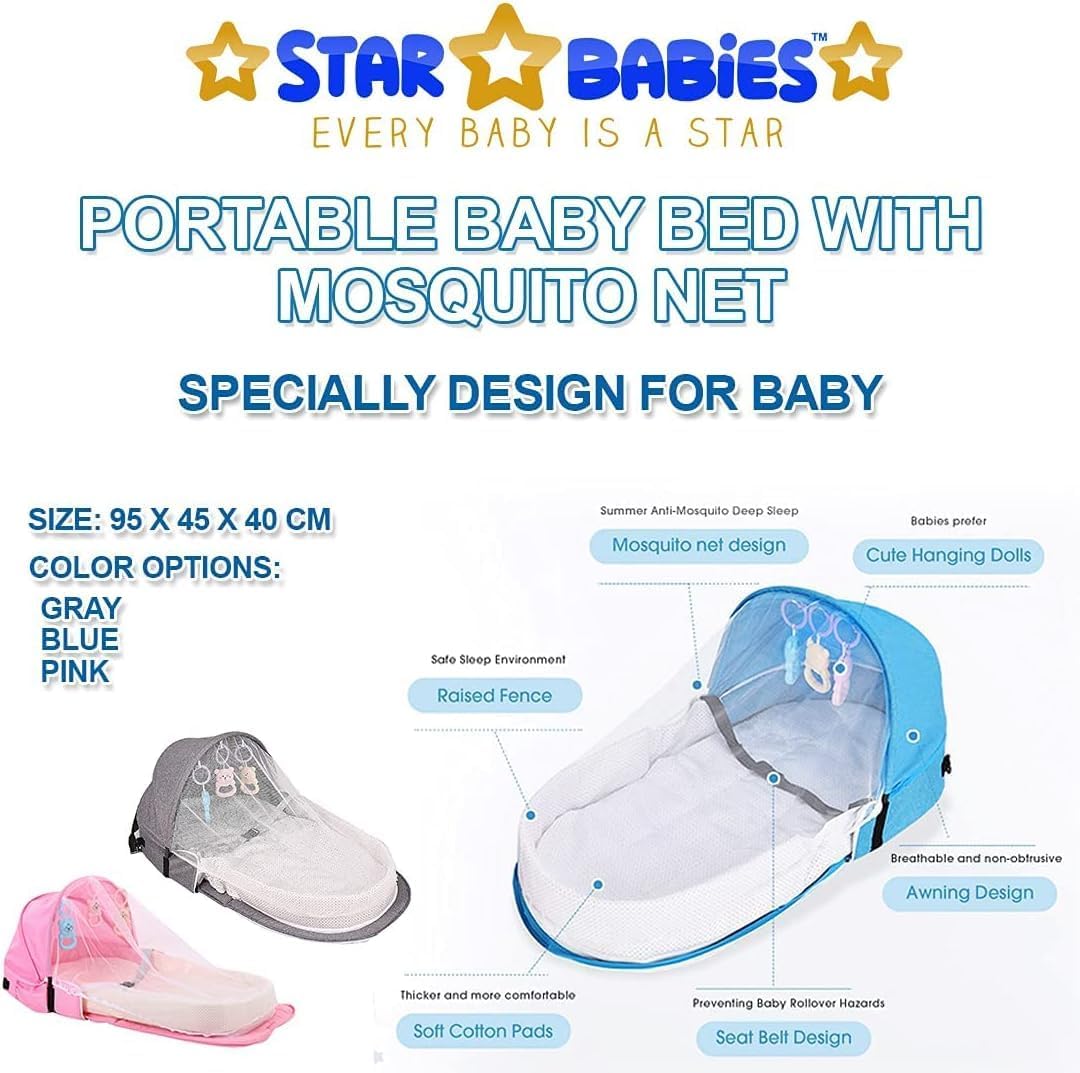 Baby Travel Cot with Mosquito Net and Awning