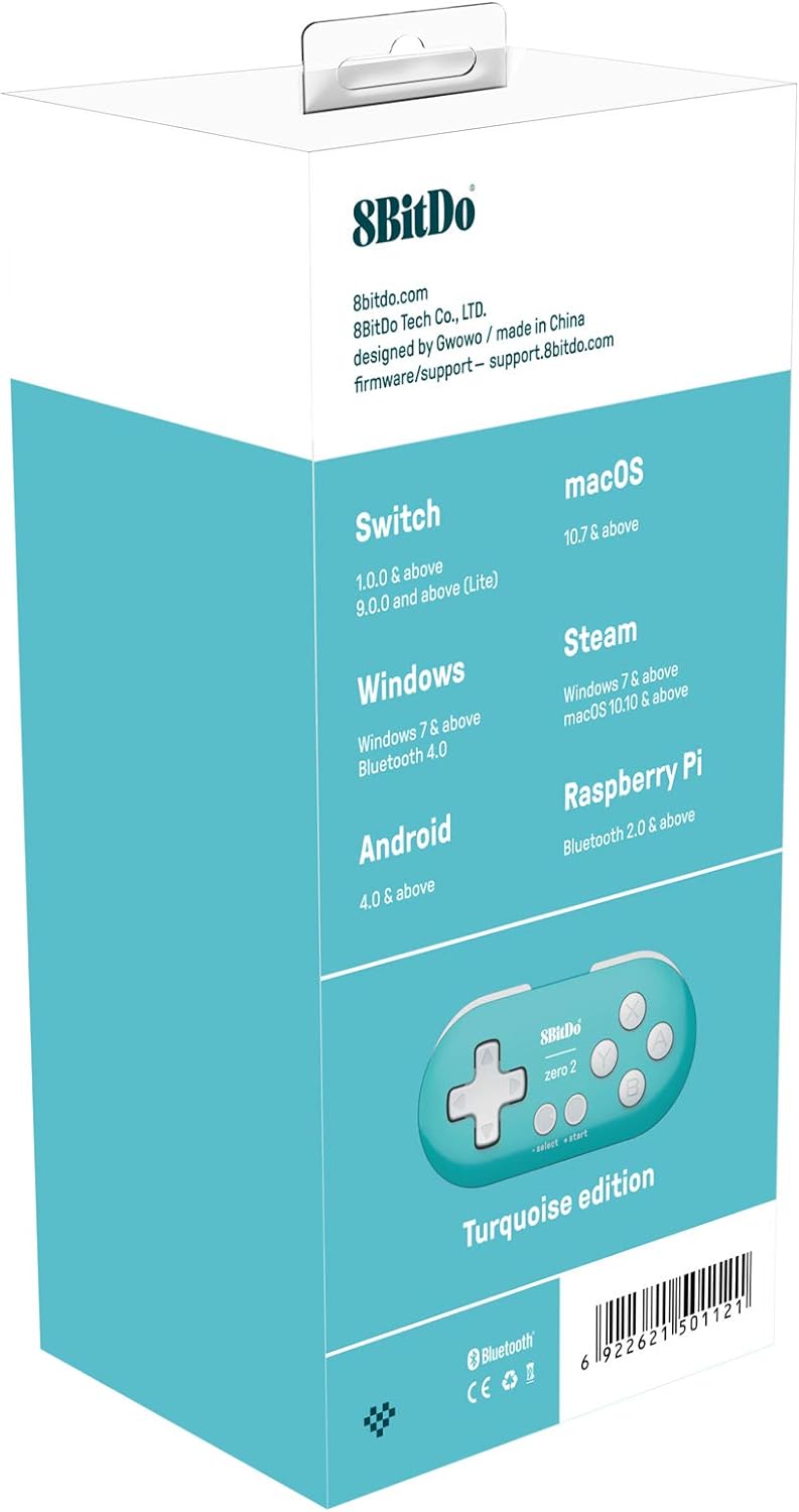 Nargos 8Bitdo Zero 2 Bluetooth Key Chain Sized Mini Controller for Nintendo Switch, Windows, Android and macOS (Yellow Edition)