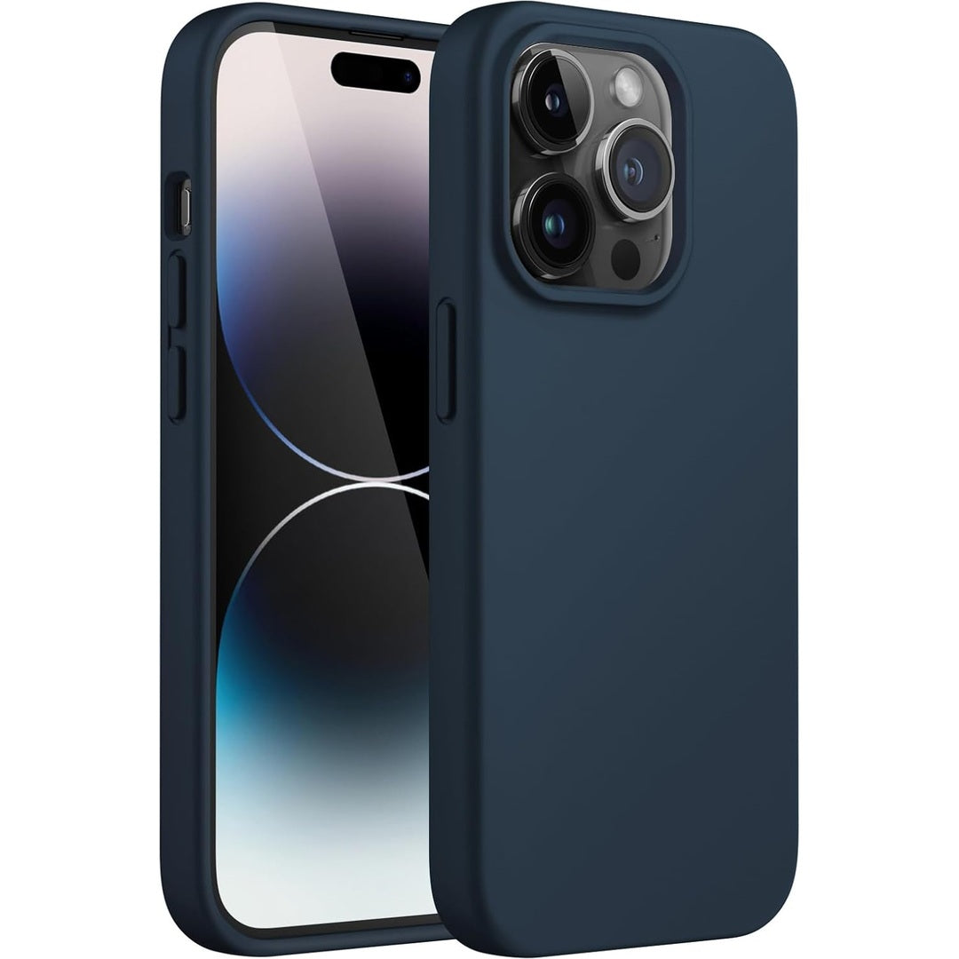 JETech Silicone Case for iPhone 14 Pro 6.1-Inch, Silky-Soft Touch Full-Body Protective Phone Case, Shockproof Cover with Microfiber Lining (Black)