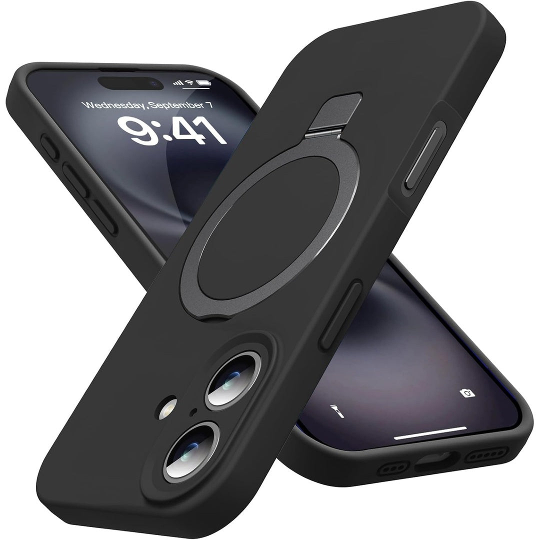 Eligo for iPhone 14 Pro Case, Compatible with MagSafe, with Magnetic Invisible Stand,【Shockproof Military-Grade Protection】Soft Silicone Phone Cover with Kickstand for Apple 14 Pro (Black)