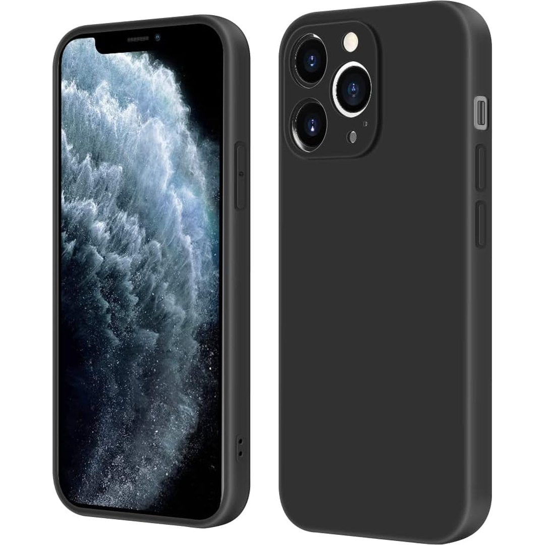 INFOSUN iPhone 15 Pro Case Silicone Protective Cover, Ultra Slim Soft Silicone Gel TPU Cover, Anti-Scratch Anti-Fingerprint Case Compatible with Apple iPhone 15 Pro（6.1Inch) (2023) (Black）