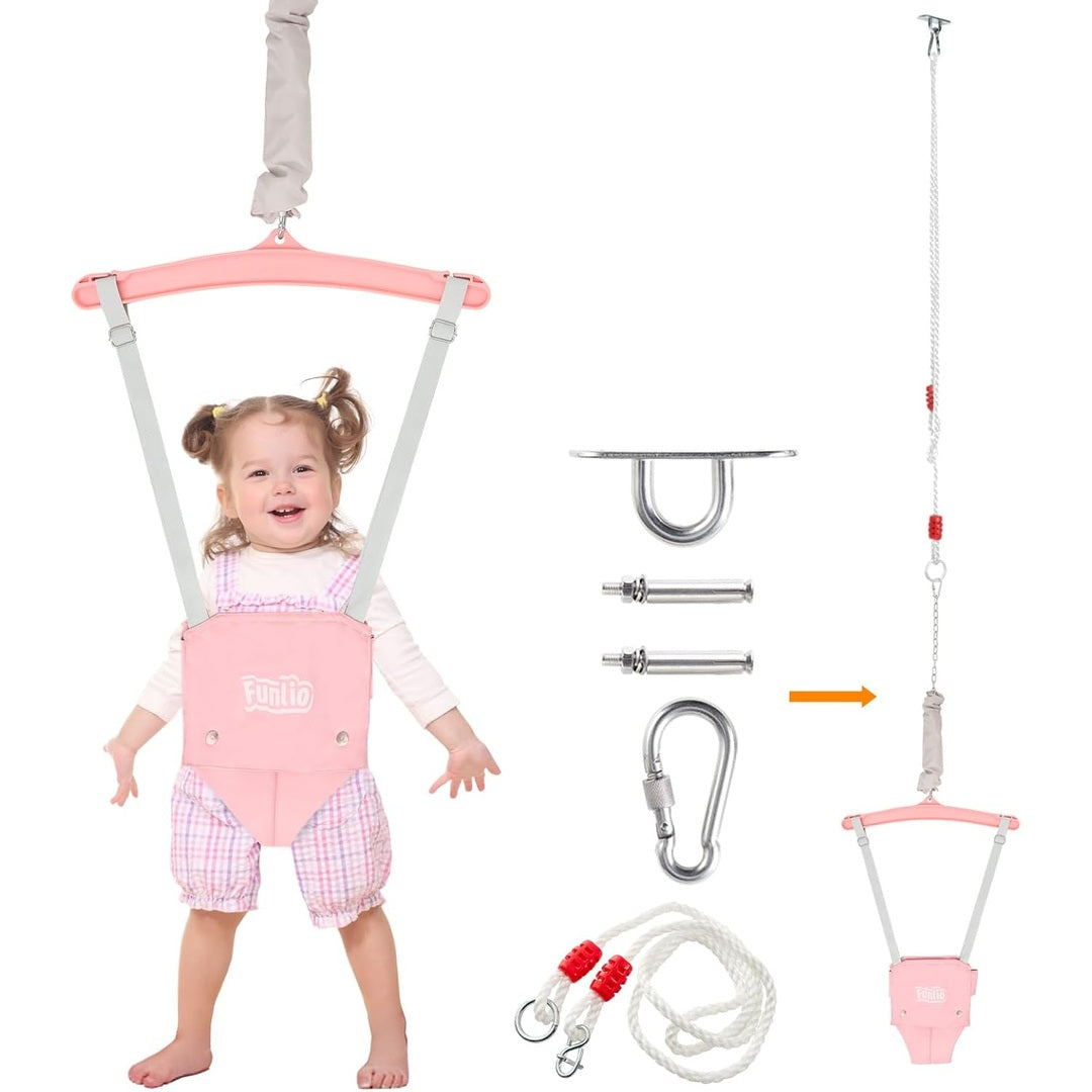 FUNLIO Baby Jumper with a Ceiling Hook for 6-24 Months, Baby Door Jumper for Indoor/Outdoor Play