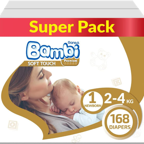 Sanita Bambi , Size 1, Newborn, 2-4 kg, 304 Diapers