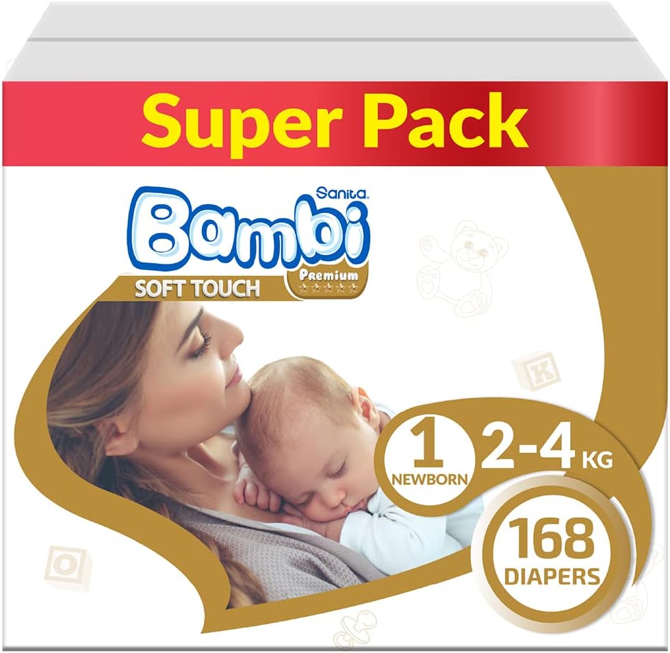 Sanita Bambi , Size 1, Newborn, 2-4 kg, 304 Diapers