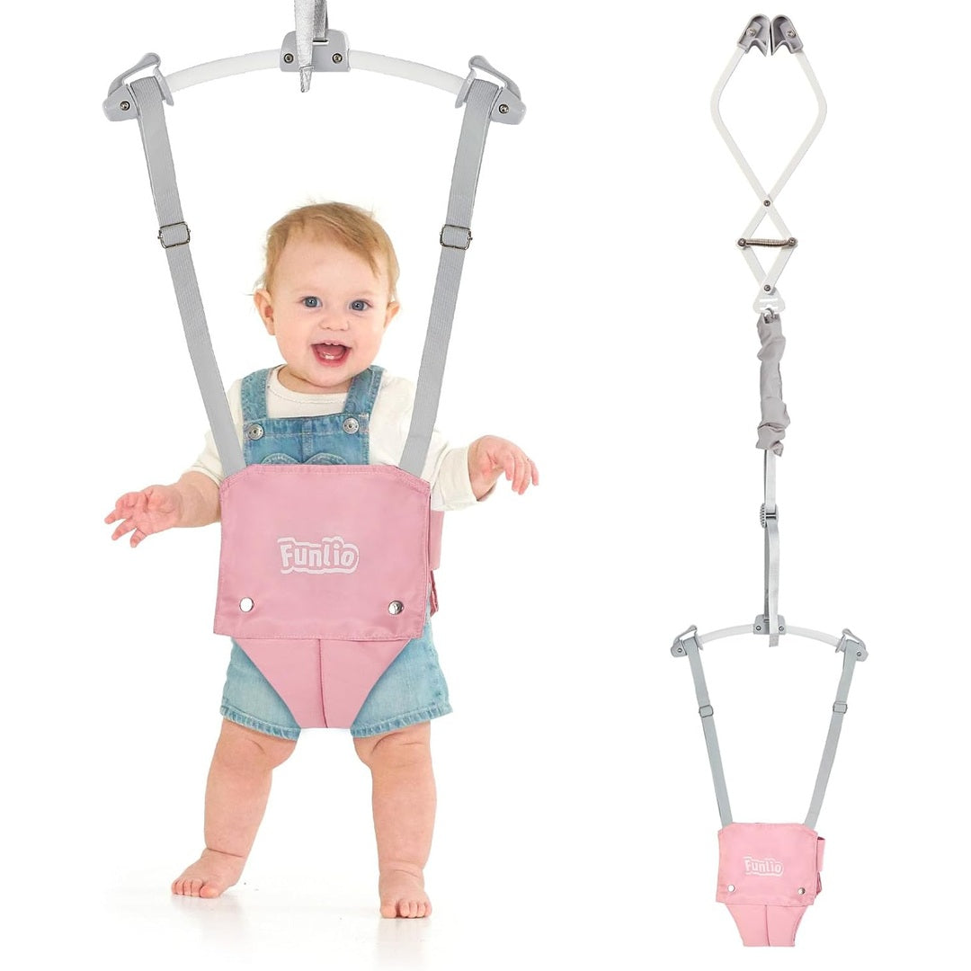 FUNLIO Baby Door Juicer with Stand for 6-24 Months, Bounce Jumper for Indoor/Outdoor Play for Baby Girl/Boy, with Adjustable Chain, Easy to Assemble and Store