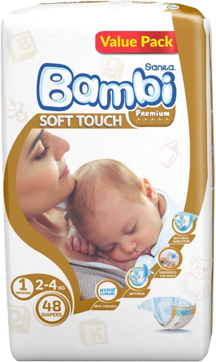 Sanita Bambi , Size 1, Newborn, 2-4 kg, 304 Diapers