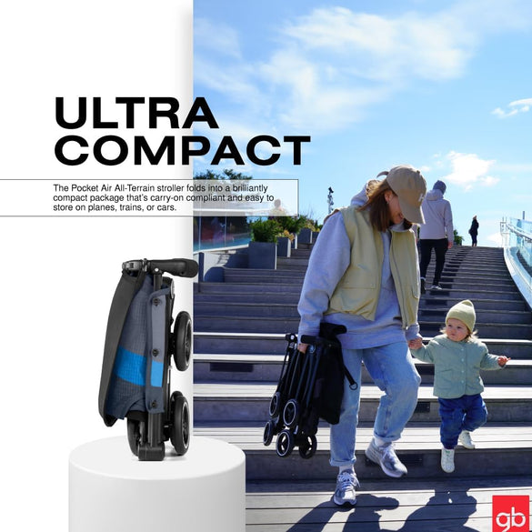 gb Pockit+ All City, Ultra Compact Lightweight Travel Stroller with Front Wheel Suspension