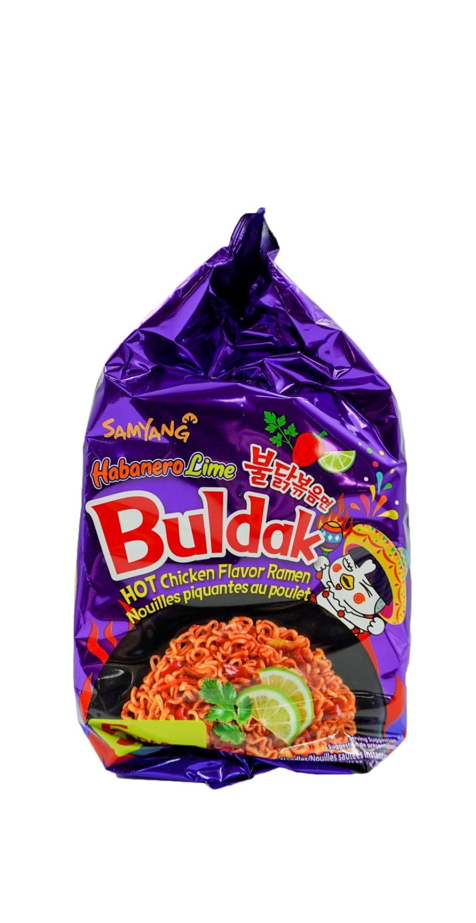SAMYANG Buldak Artificial Spicy Chicken Flavor Ramen Habanero Lime Instant Noodles 135 g, 5-Pack
