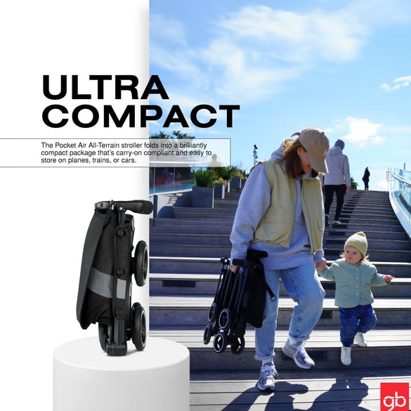 gb Pockit+ All City, Ultra Compact Lightweight Travel Stroller with Front Wheel Suspension