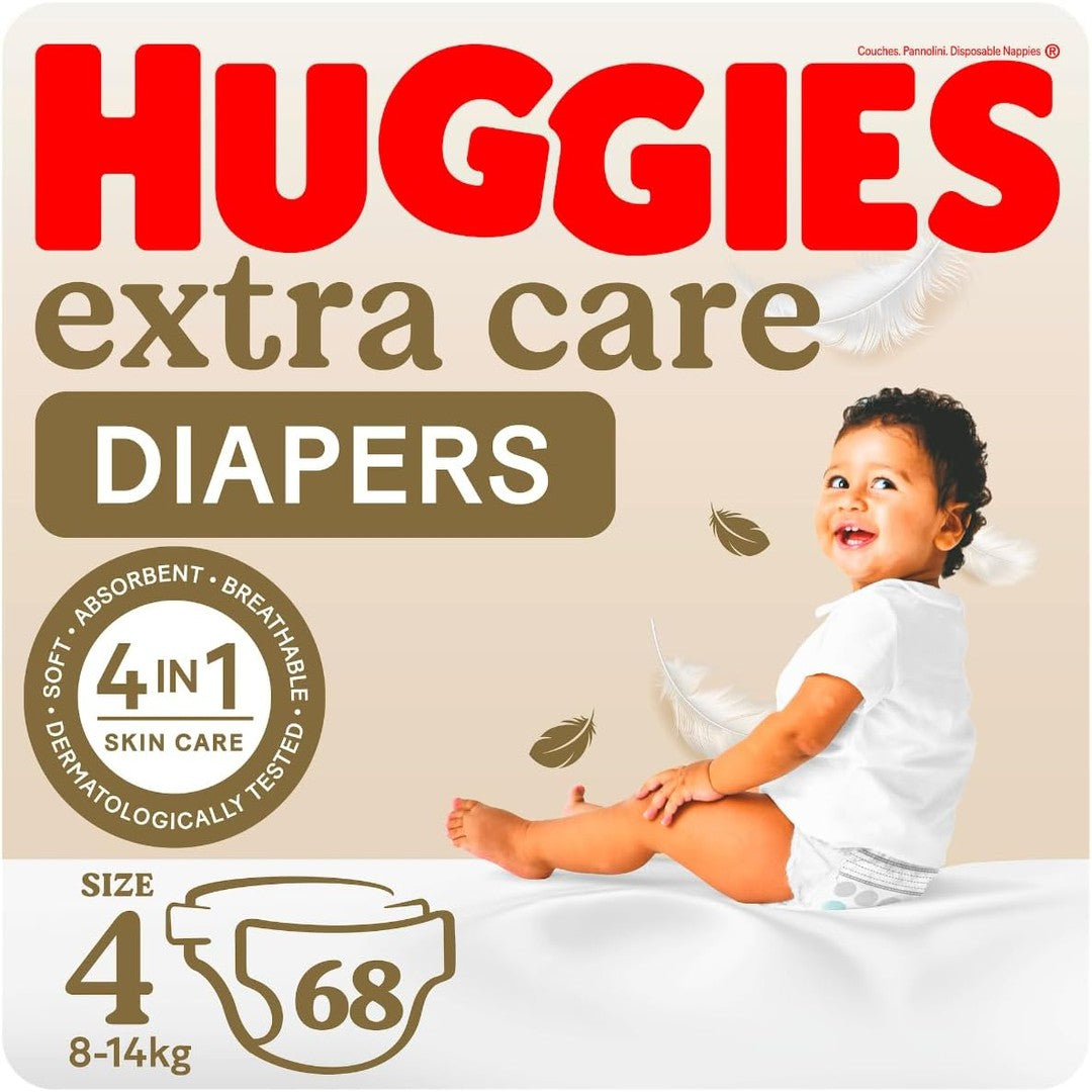 Huggies Extra Care, Size 4, 8-14 kg, Twin Jumbo Pack, 136 Diapers