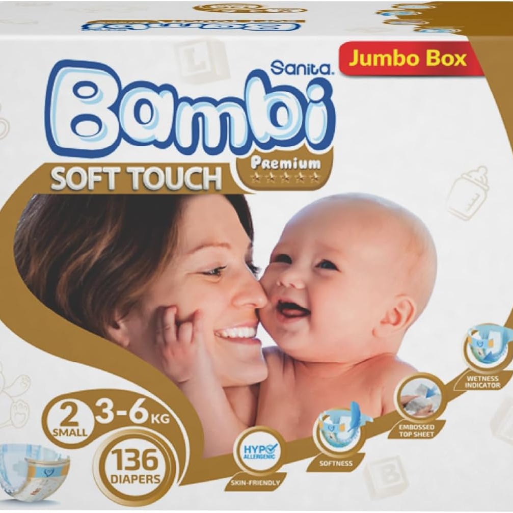 Sanita Bambi, Size 2, Small, 3-6 Kg, Value Pack, 48 Diapers