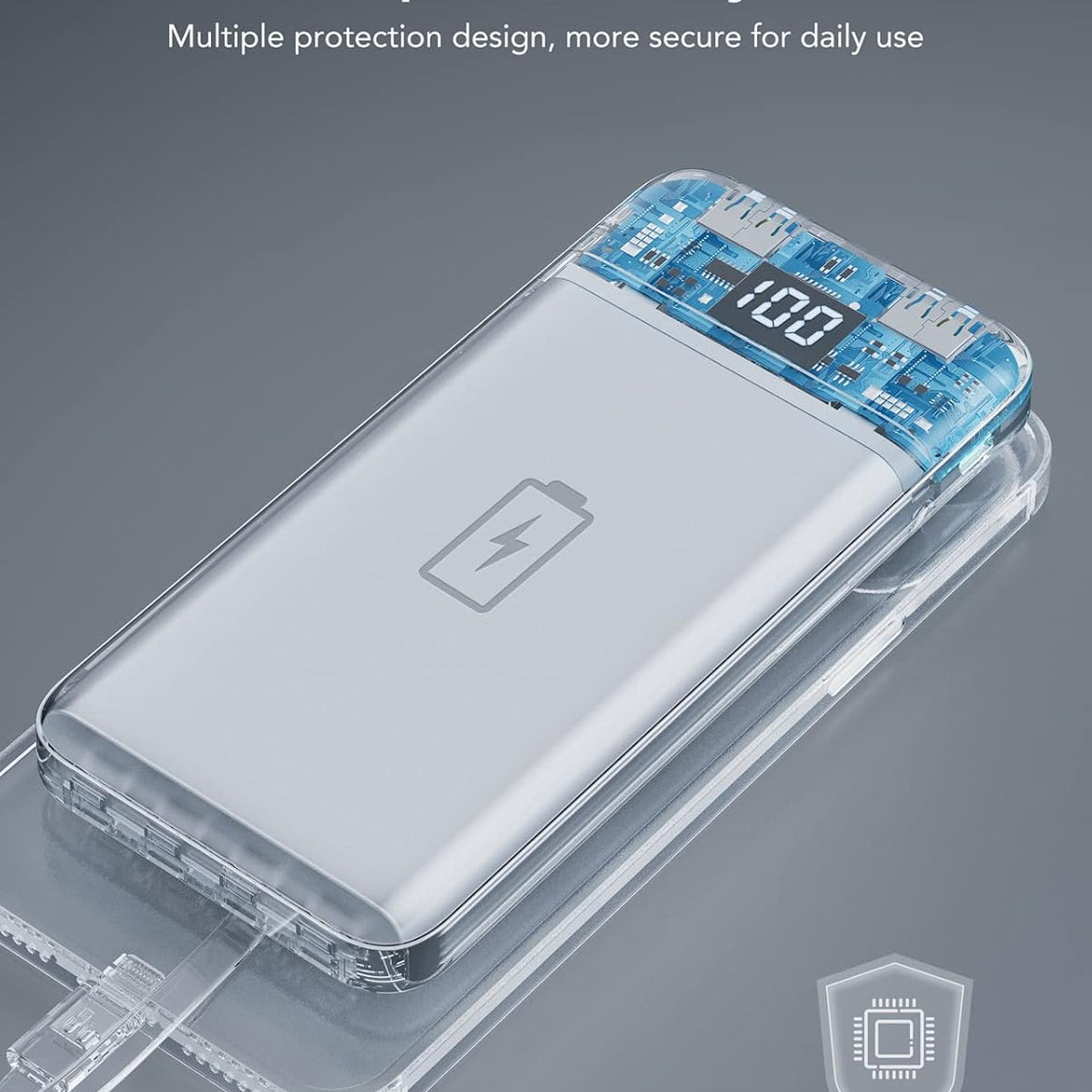 Portable Charger with Built in Cables, Portable Charger with Cords Wires Slim 10000mAh Travel Battery Pack 6 Outputs 3 Inputs 3A Fast Charging Power Bank for Samsung Google Pixel LG Moto iPhone iPad