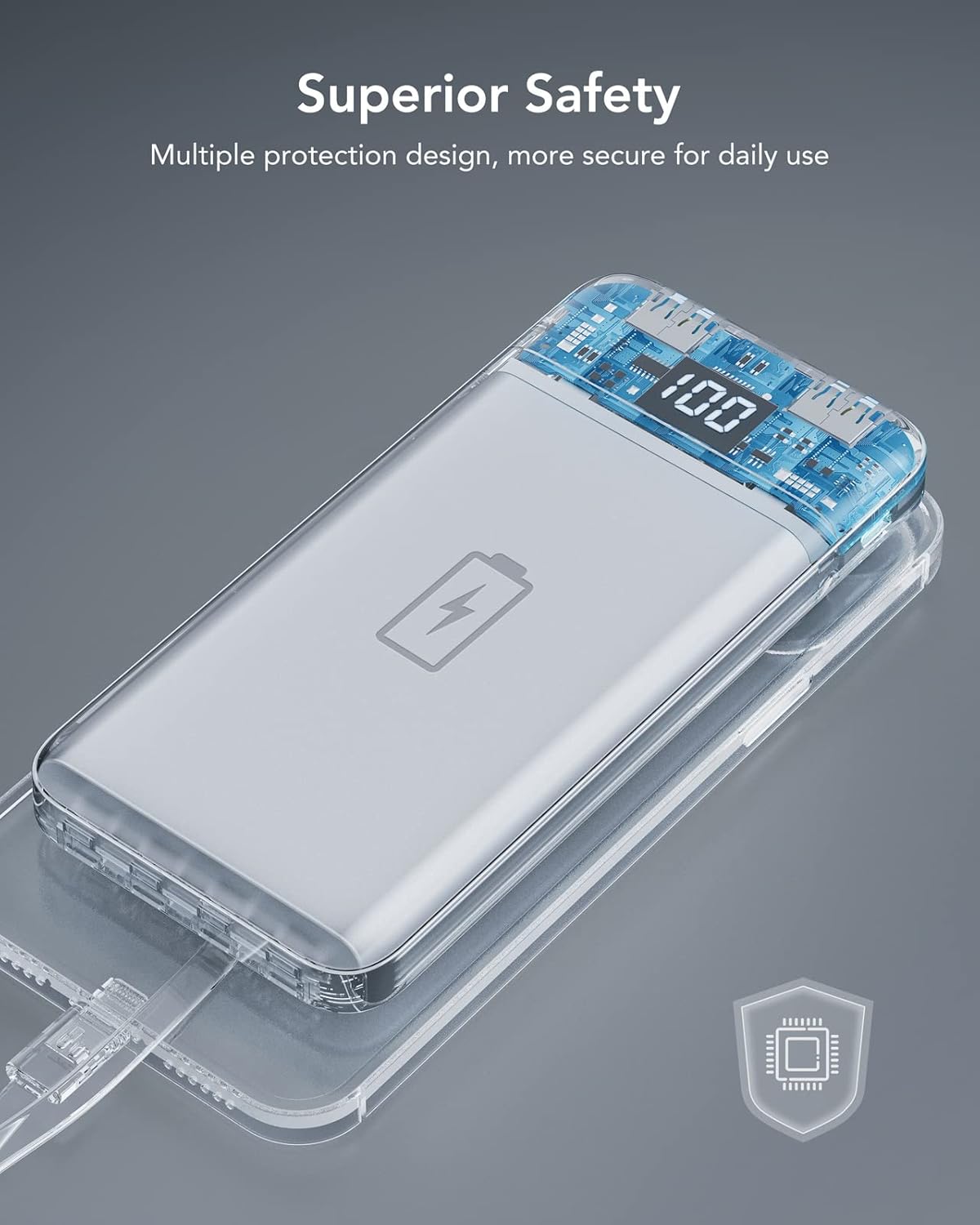 Portable Charger with Built in Cables, Portable Charger with Cords Wires Slim 10000mAh Travel Battery Pack 6 Outputs 3 Inputs 3A Fast Charging Power Bank for Samsung Google Pixel LG Moto iPhone iPad