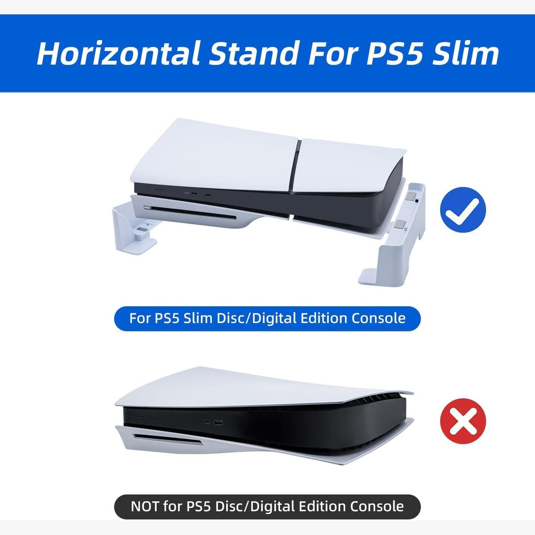 Mcbazel Horizontal Stand for PS5 Slim/PS5 Pro Base Stand Accessories Compatible with Playstation 5 Slim/PS5 Pro Digital & Ultra-HD Edition Console - White