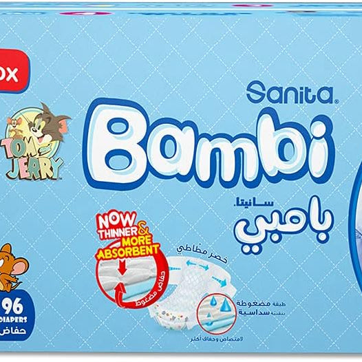 Sanita Bambi, Size 4, Large, 8-16 kg, Jumbo Pack, 62 Diapers