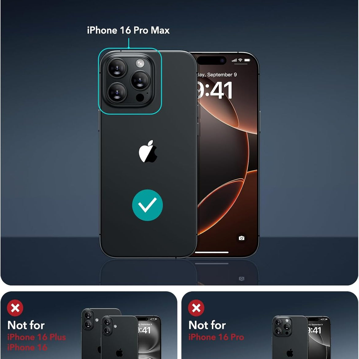 ESR 3 Pack for iPhone 17 Pro Max Screen Protectors, High Clarity, 9H Hardness Scratch Resistant, Military-Grade Tempered Glass, Shatterproof, Screen Guard with Easy Installation Tool