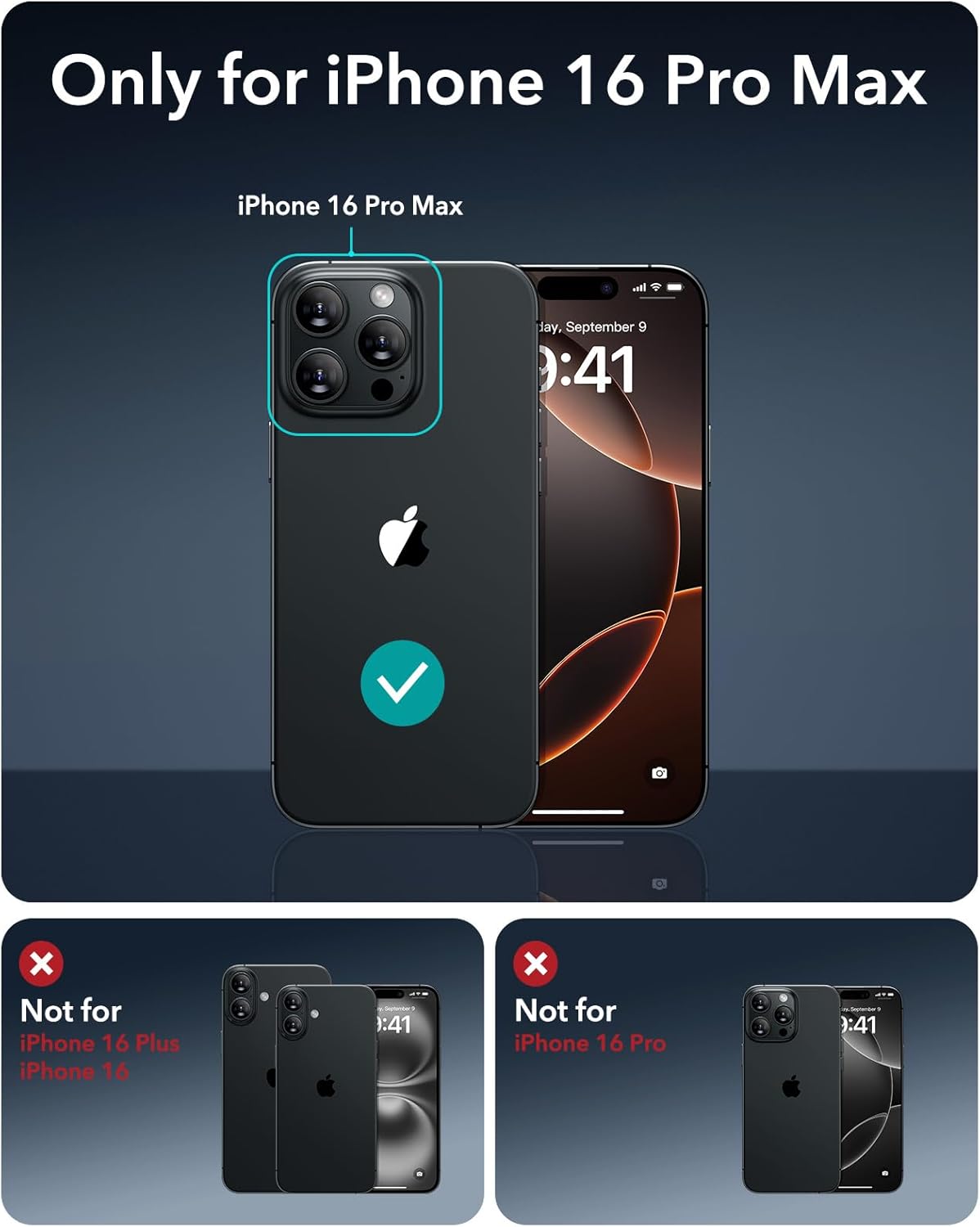 ESR 3 Pack for iPhone 17 Pro Max Screen Protectors, High Clarity, 9H Hardness Scratch Resistant, Military-Grade Tempered Glass, Shatterproof, Screen Guard with Easy Installation Tool