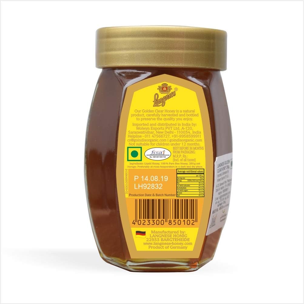 Langnese Golden Clear Pure Bee Honey 250 G