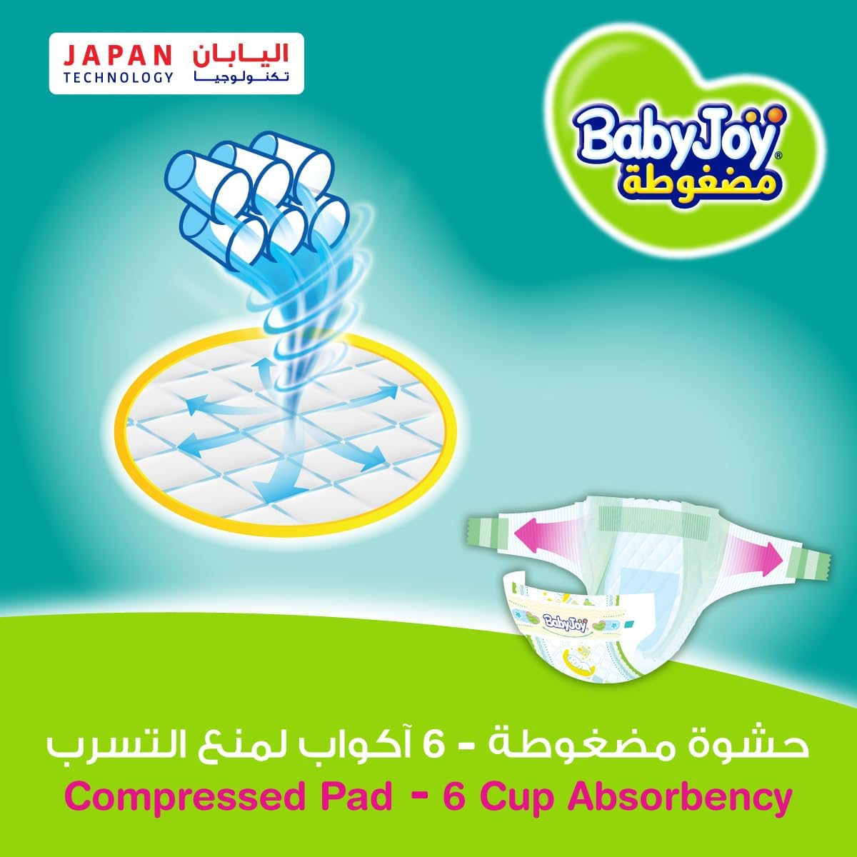 Baby Joy Compressed Diamond Pad, Size 5, Extra Large, 14-25 kg, Jumbo Box, 80 Diapers
