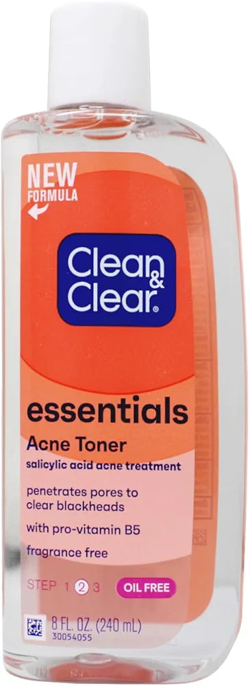 Clean & Clear Essentials Oil-Free Deep Cleaning Facial Astringent with Salicylic Acid Acne Medication for All Skin Types, 8 fl. oz