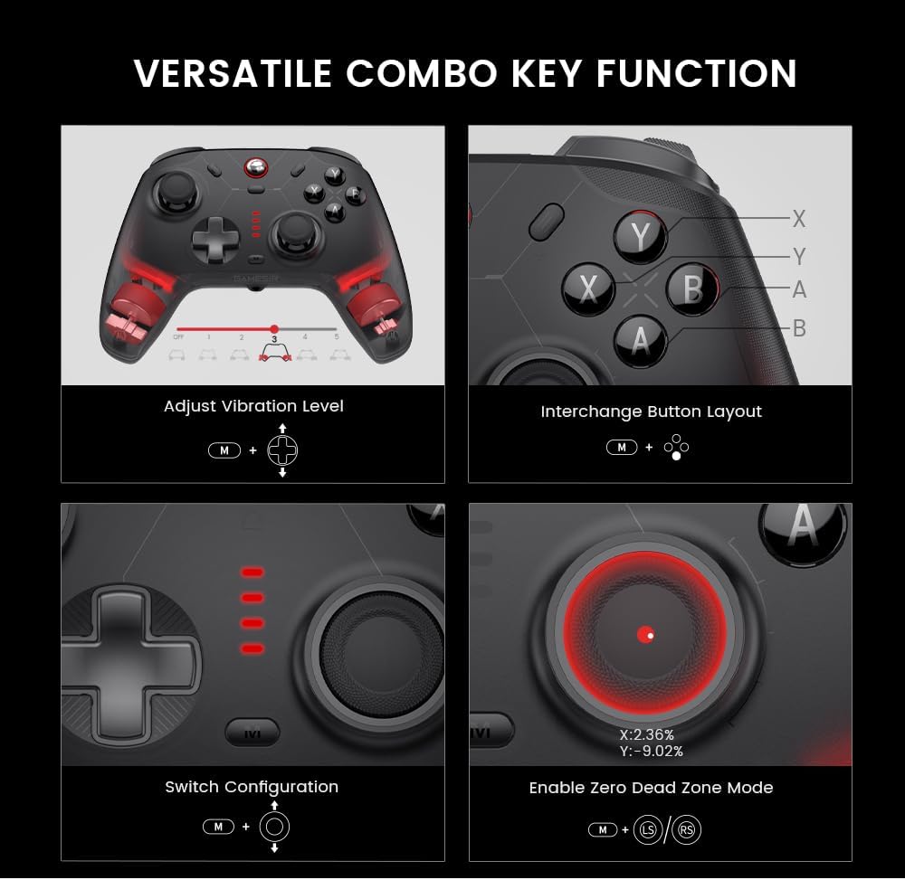 GameSir Cyclone 2 Multiplatform Wireless Controller- TMR Electromagnetic Joysticks&Hall Effect Switch triggers,6-axis Gyro Gaming Controller for Switch/PC/iOS/Android/Steam (Shadow Black Bundle)