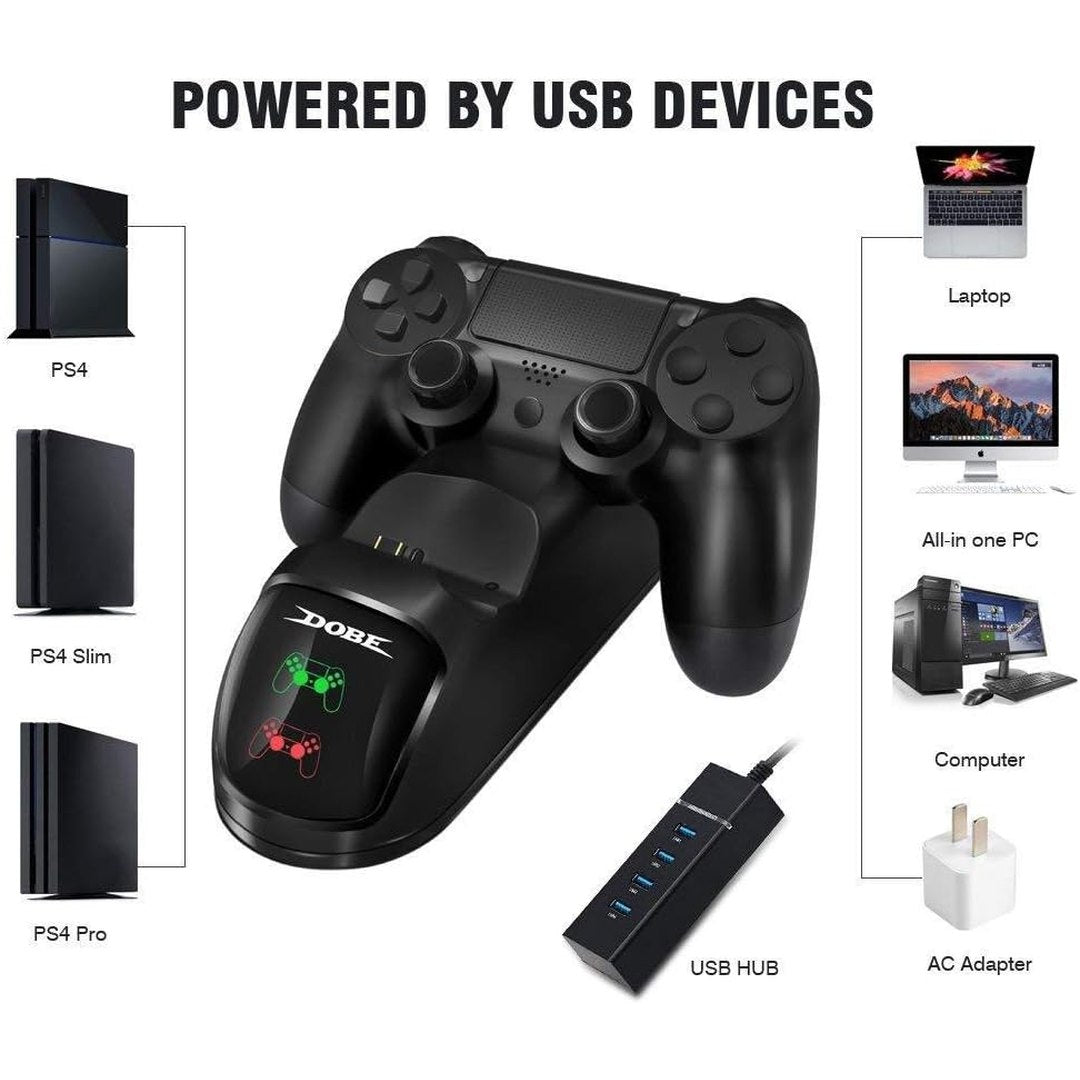DOBE PS4 Controller Charger, Dual Shock 4 Controller Charging Docking Station with LED Light Indicators and bottom light for PS4/PS4 Slim/PS4 Pro Controller