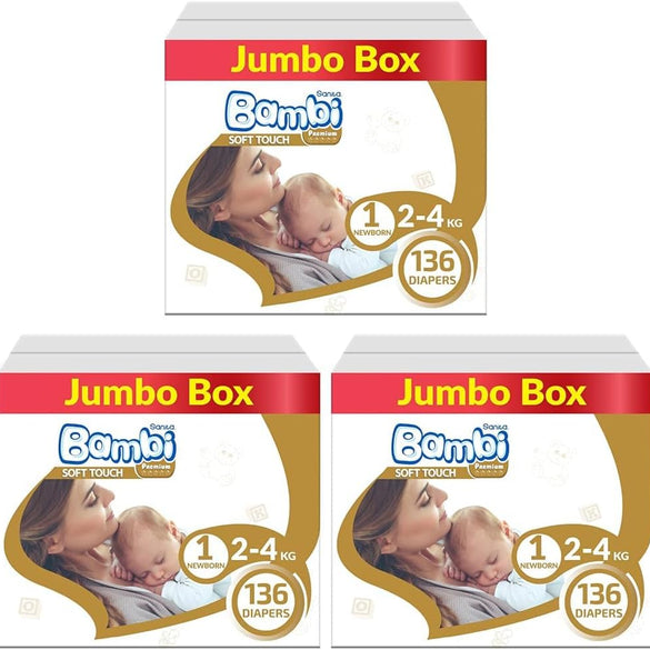 Sanita Bambi , Size 1, Newborn, 2-4 kg, 304 Diapers