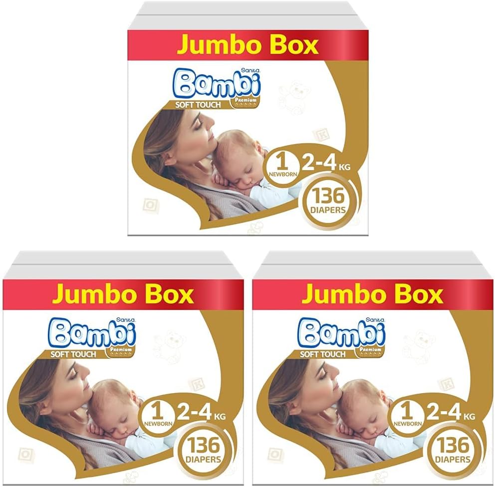 Sanita Bambi , Size 1, Newborn, 2-4 kg, 304 Diapers