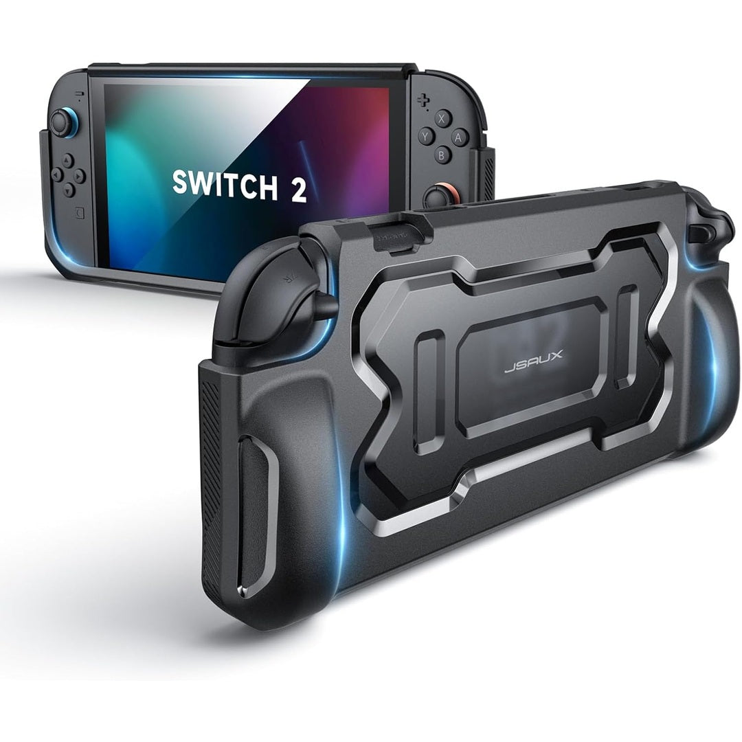 JSAUX TPU Case for Switch 2 (2025), Cover with Ergonomic Grip Compatible with Console and Joy-Con Controllers, Portable Design with Shockproof and Scratch-Resistant Protection – Black PC0118