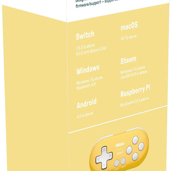 Nargos 8Bitdo Zero 2 Bluetooth Key Chain Sized Mini Controller for Nintendo Switch, Windows, Android and macOS (Yellow Edition)