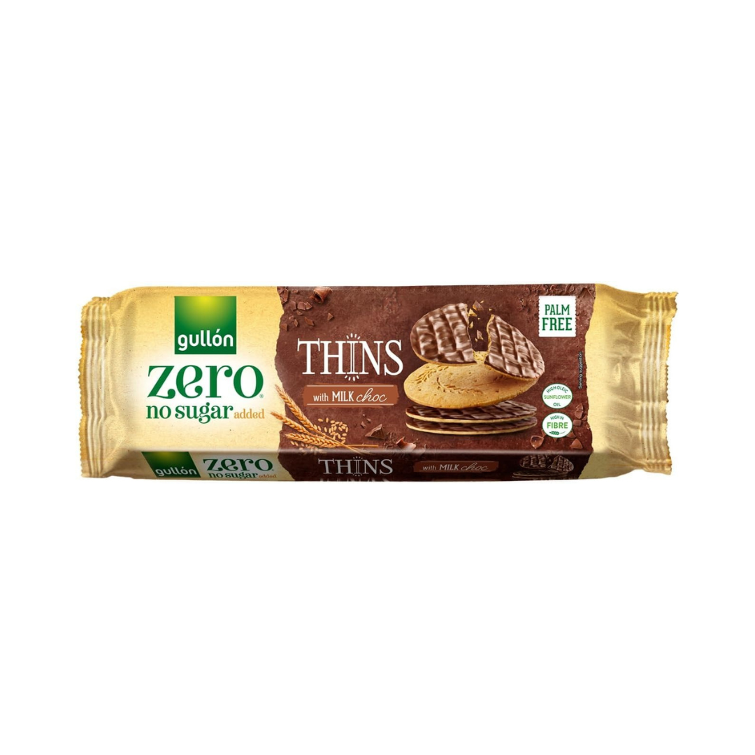 Gullon ZERO No Added Sugar THINS W/MILK CHOCLATES 150G