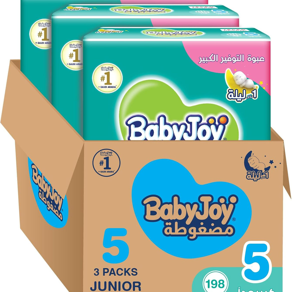 Baby Joy Compressed Diamond Pad, Size 5, Extra Large, 14-25 kg, Jumbo Box, 80 Diapers