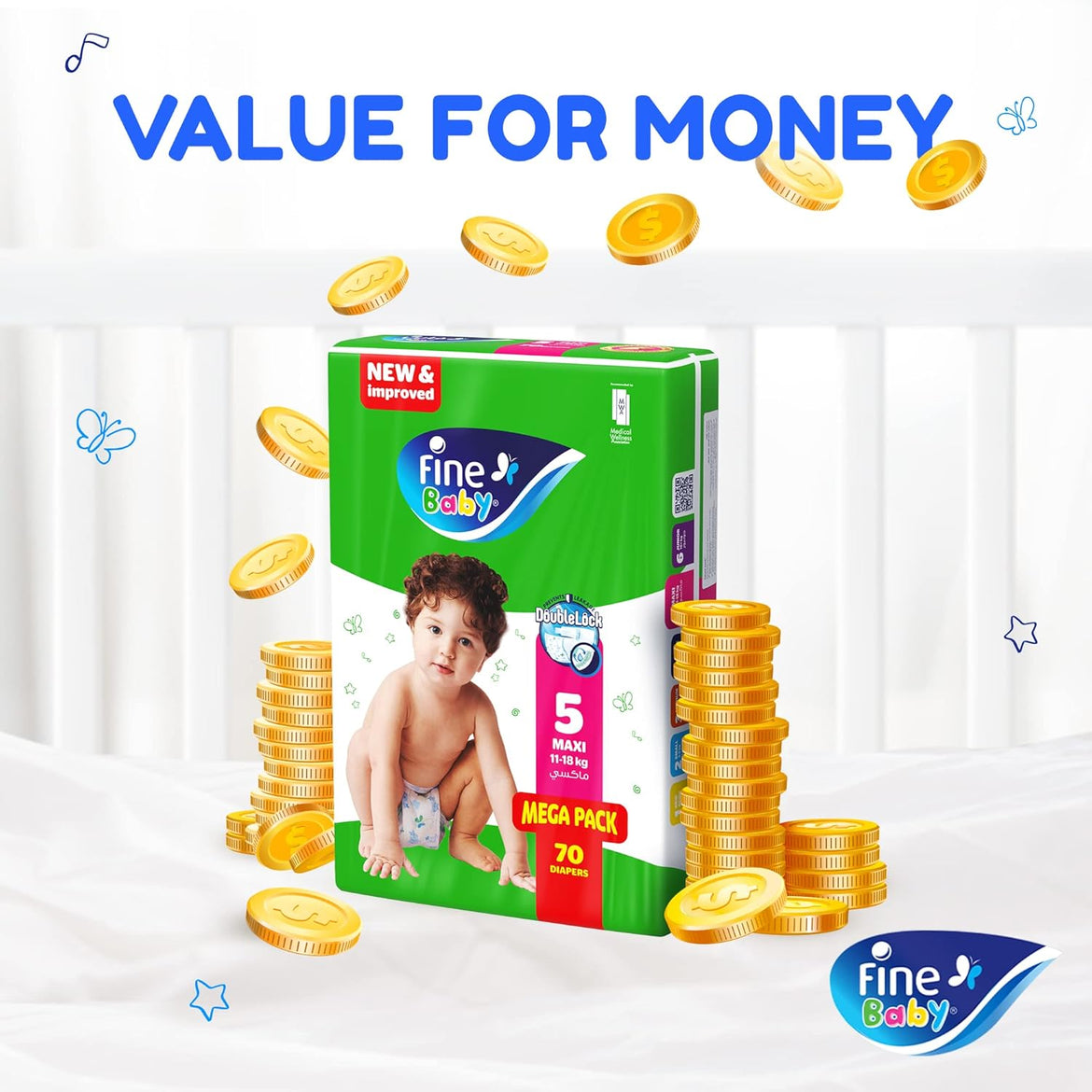 Fine Baby Double Lock, Size 6, Extra Large, 16+ kg, Giant Saver Box, 72 Diapers