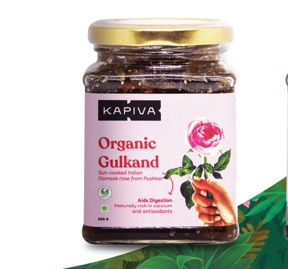 Kapiva Organic Gulkand 300gms (Rose Petal Jam) | 100% Natural | Sun-Cooked Damask Roses