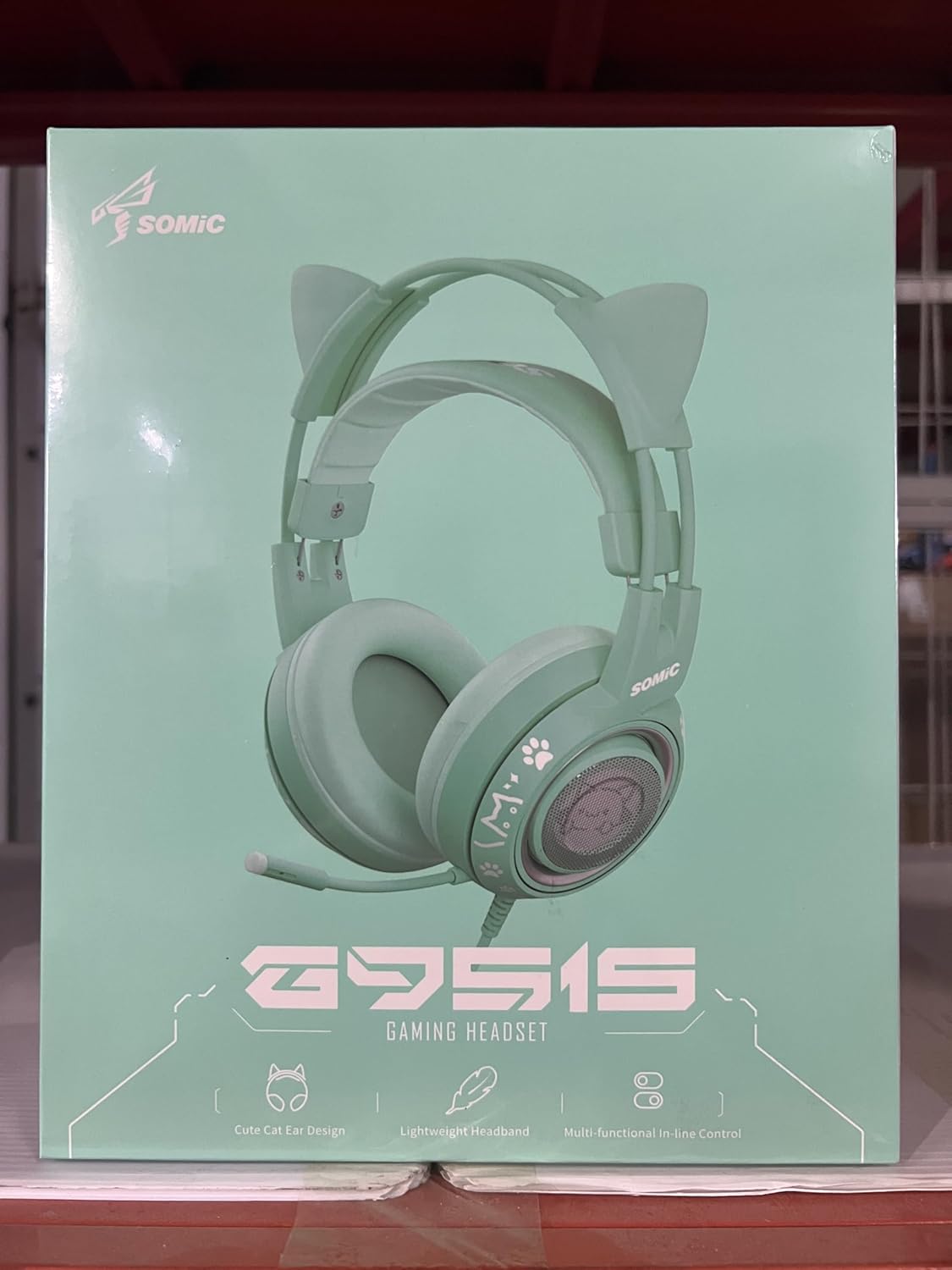 SOMIC G951s Pink Stereo Gaming Headset with Mic for PS4,Xbox,PC,Mobile Phone,3.5mm Noise Reduction Cat Ear Headphones Lightweight Over Ear Headphones for Girls