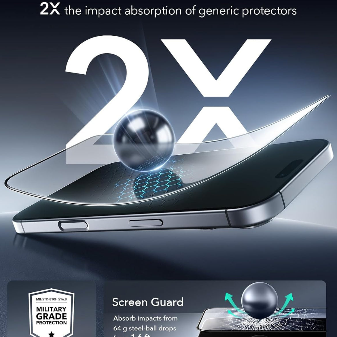 ESR 3 Pack for iPhone 17 Pro Max Screen Protectors, High Clarity, 9H Hardness Scratch Resistant, Military-Grade Tempered Glass, Shatterproof, Screen Guard with Easy Installation Tool