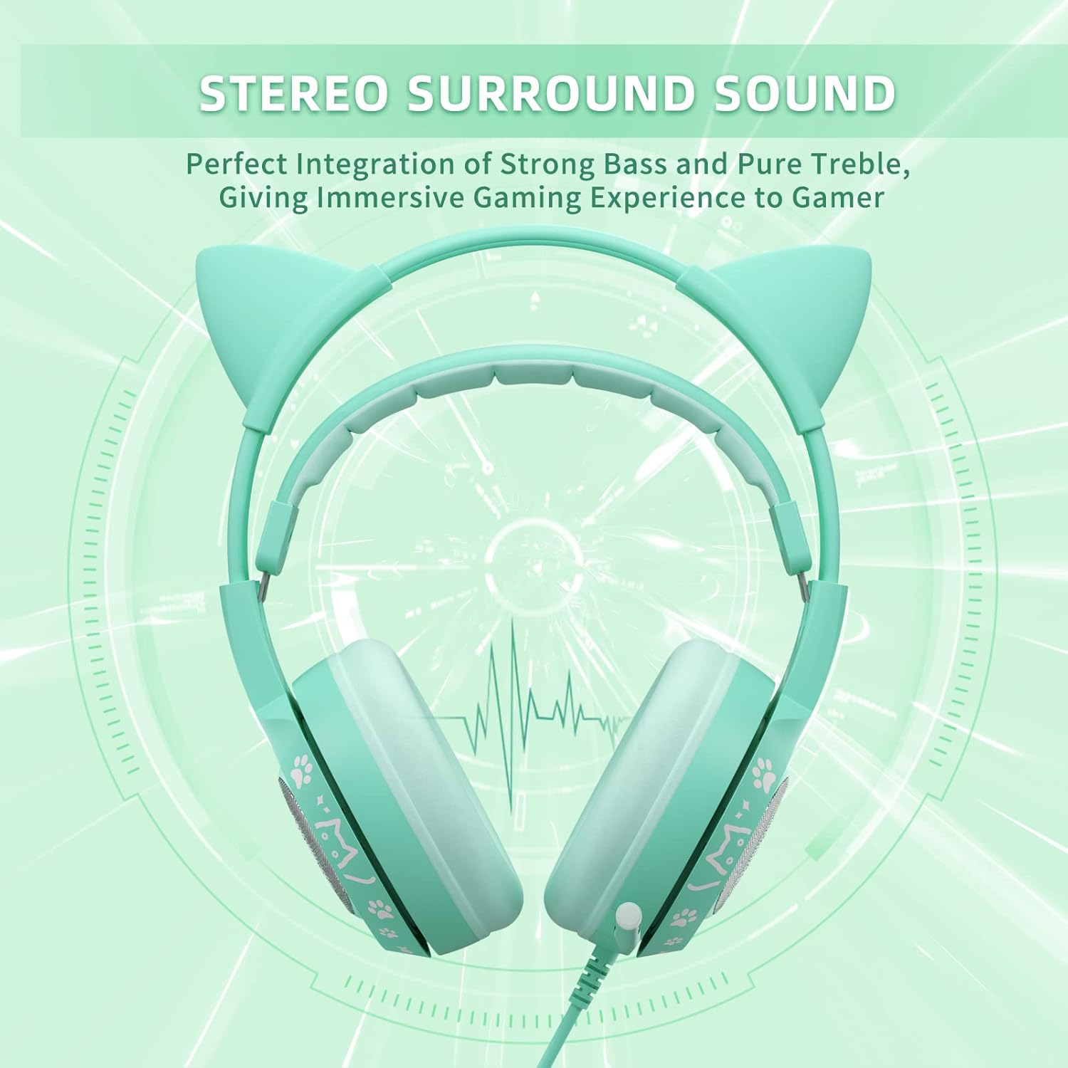 SOMIC G951s Pink Stereo Gaming Headset with Mic for PS4,Xbox,PC,Mobile Phone,3.5mm Noise Reduction Cat Ear Headphones Lightweight Over Ear Headphones for Girls