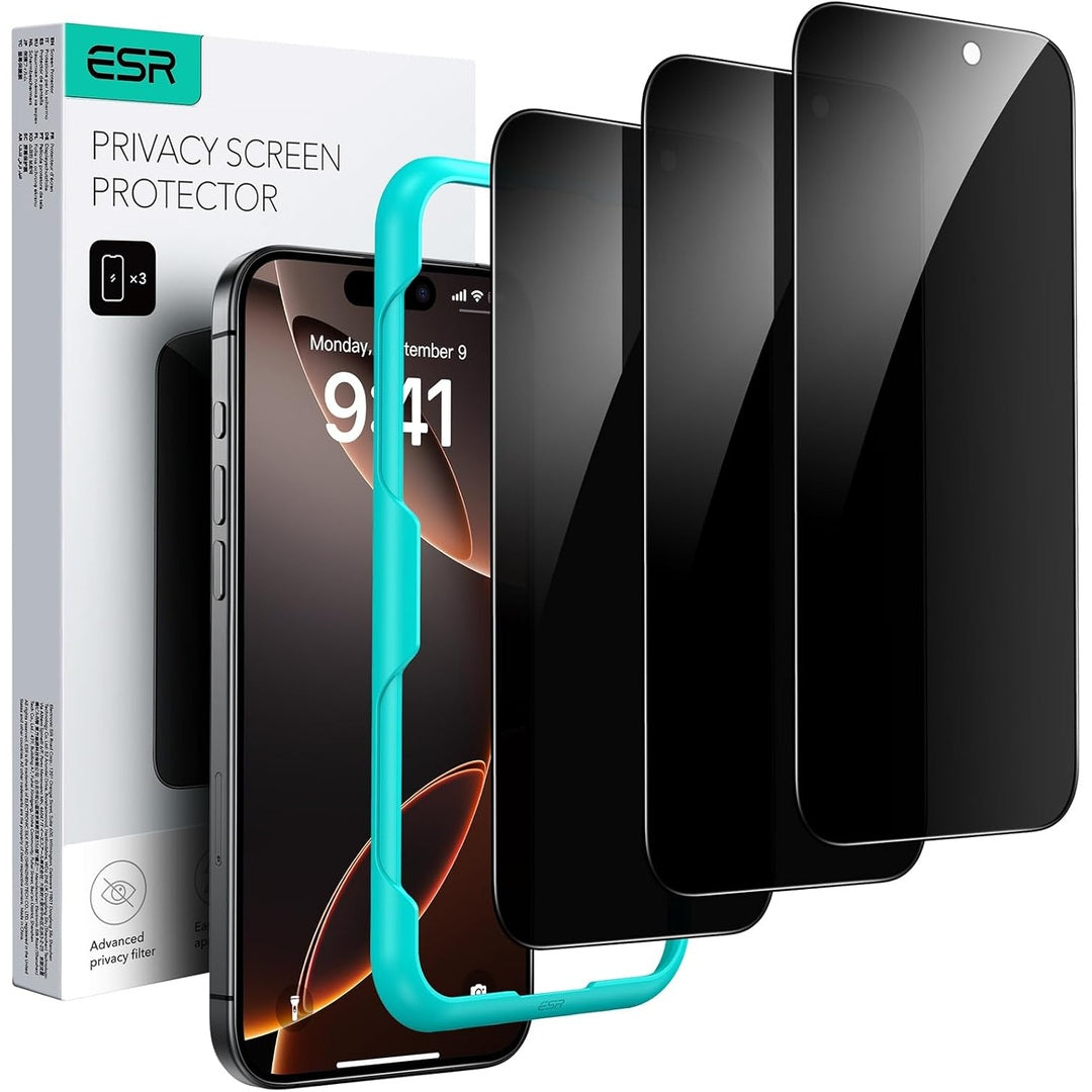 ESR 3 Pack for iPhone 17 Pro Max Screen Protectors, High Clarity, 9H Hardness Scratch Resistant, Military-Grade Tempered Glass, Shatterproof, Screen Guard with Easy Installation Tool