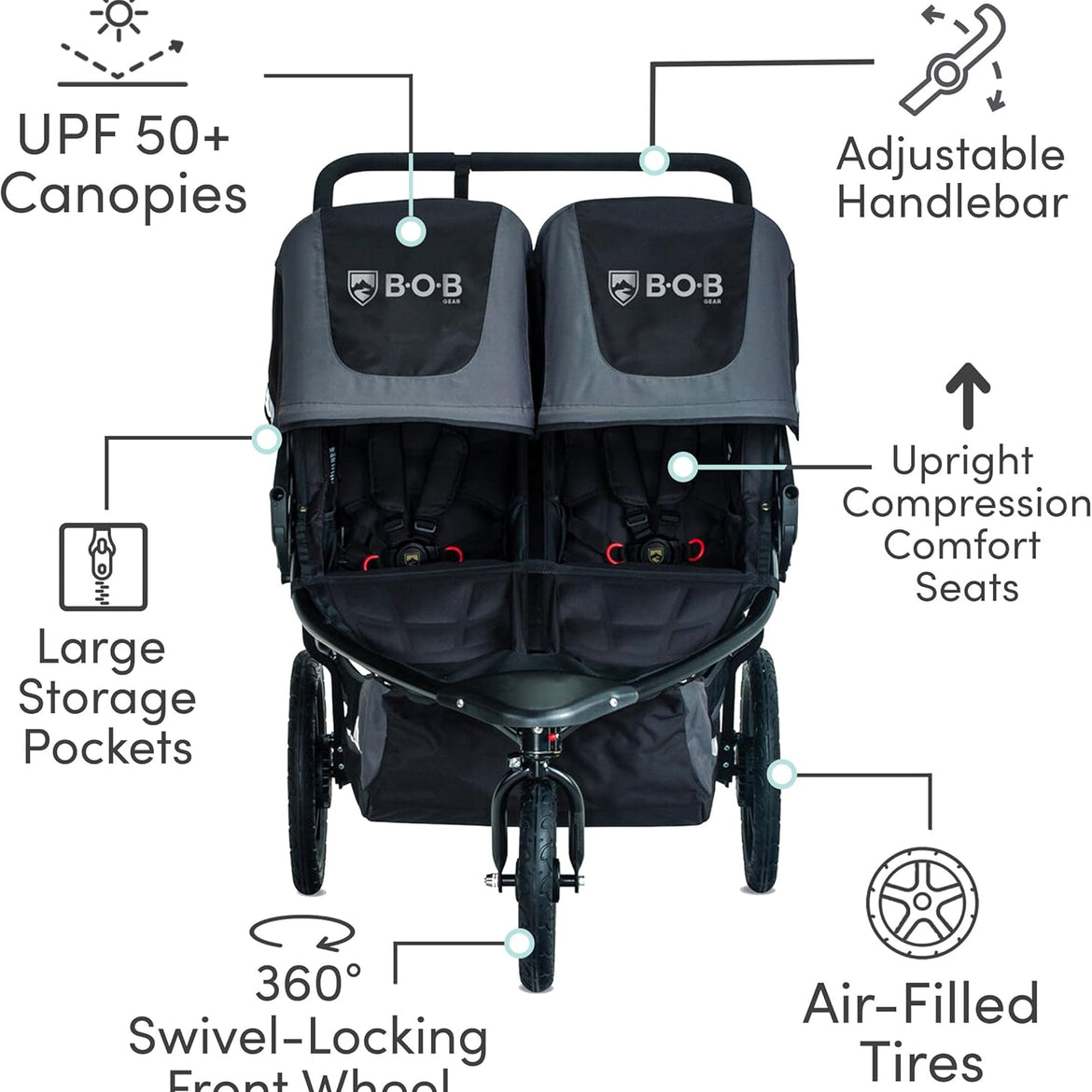 BOB Gear Revolution Flex 3.0 Jogging Stroller, Graphite Black