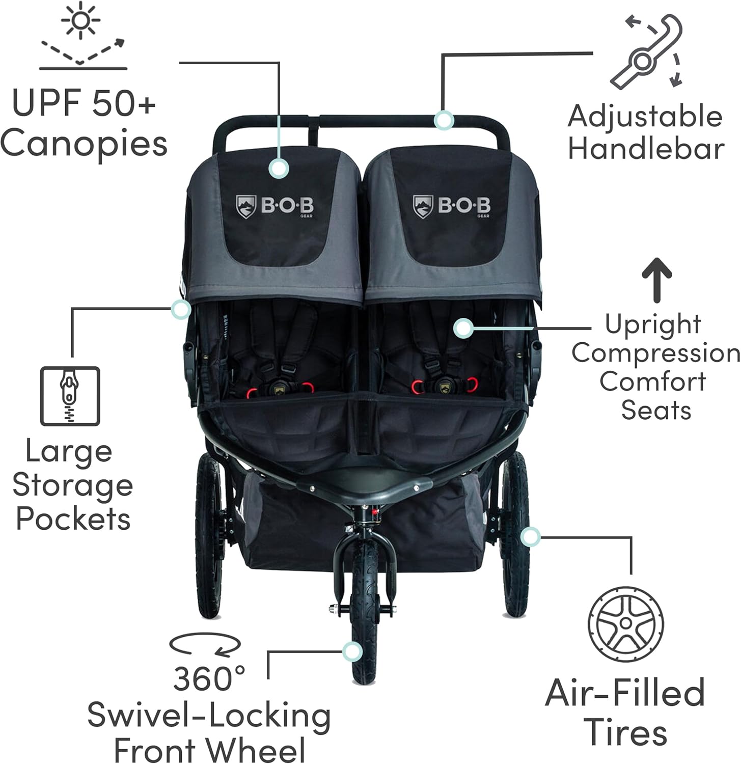 BOB Gear Revolution Flex 3.0 Jogging Stroller, Graphite Black