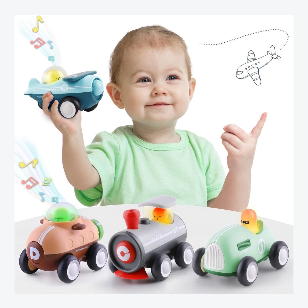 iPlay, iLearn Press to Go Car Toys for Toddlers 1-3, Baby Animal Racing Cars, Infant Play Vehicle Set