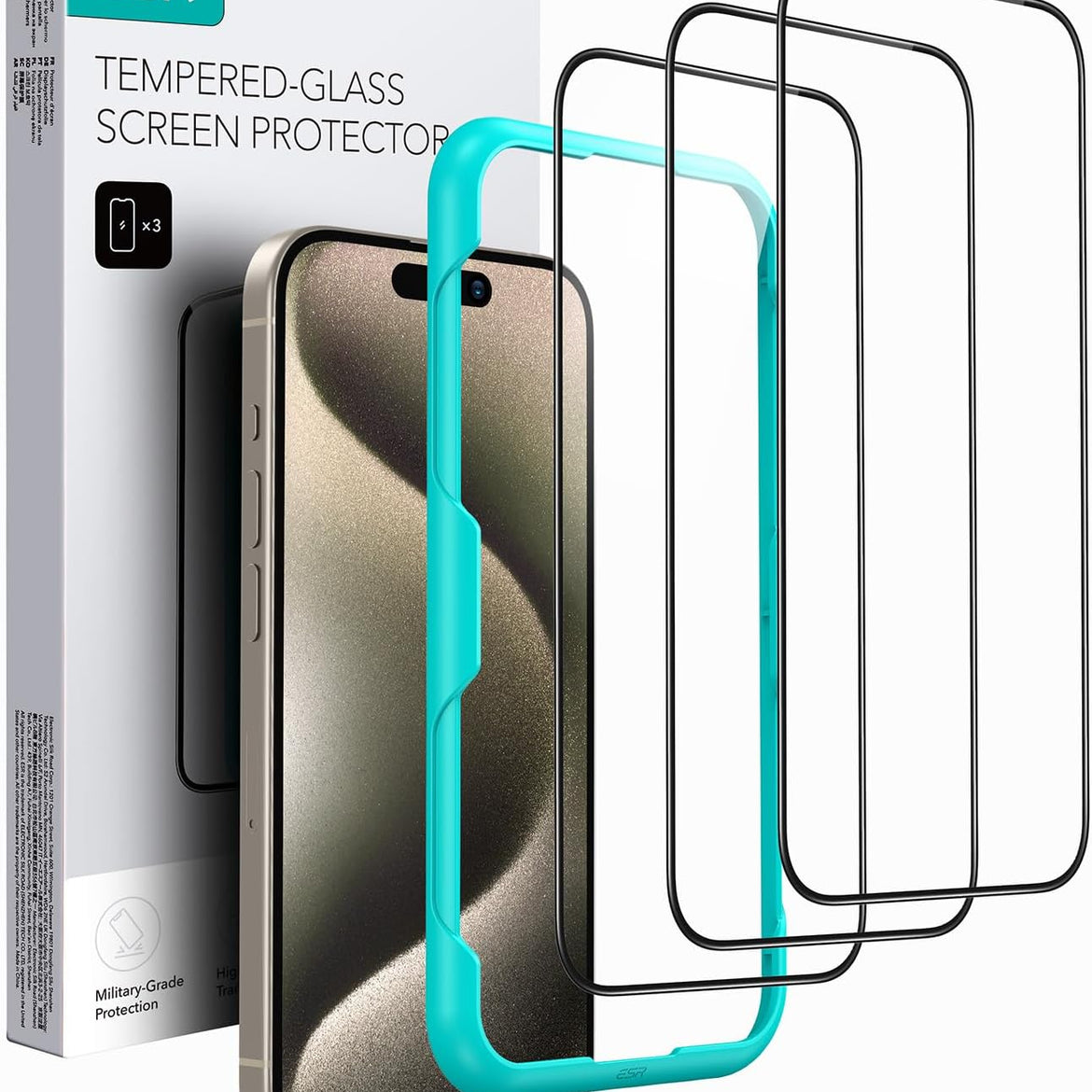 ESR 3 Pack for iPhone 17 Pro Max Screen Protectors, High Clarity, 9H Hardness Scratch Resistant, Military-Grade Tempered Glass, Shatterproof, Screen Guard with Easy Installation Tool
